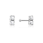 NS-821 - 925 Sterling silver nose stud with crystal.