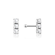 NS-822 - 925 Sterling silver nose stud with crystal.