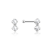NS-824 - 925 Sterling silver nose stud with crystal.