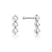 NS-825 - 925 Sterling silver nose stud with crystal.
