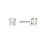 NS-965 - 925 Sterling silver nose stud with crystal.