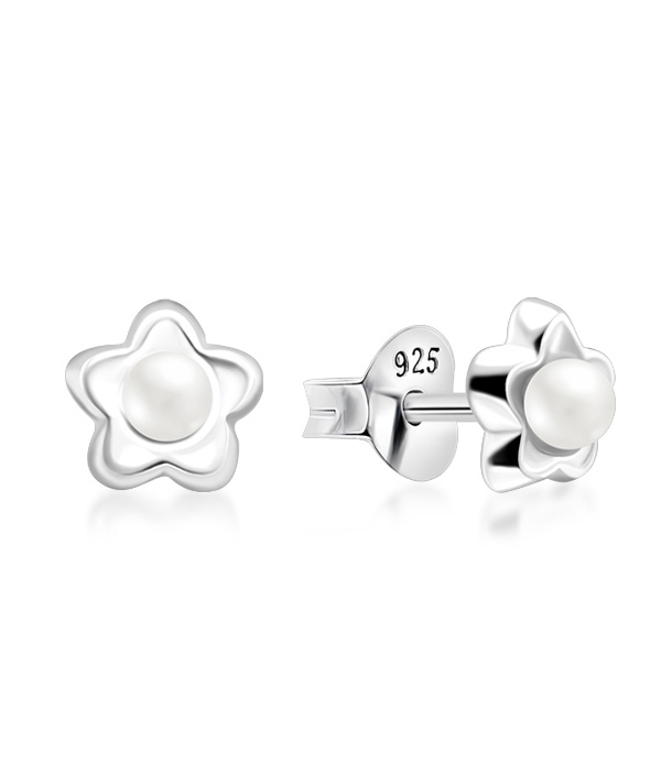 Topaz B.K.K. - 925 Sterling silver stud with synthetic pearl.(E-11880)
