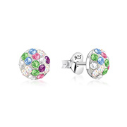 E-13612 - 925 sterling silver multi crystals stud.