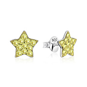 E-14016 - 925 sterling silver multi crystals stud.