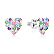 E-14025 - 925 sterling silver multi crystals stud.