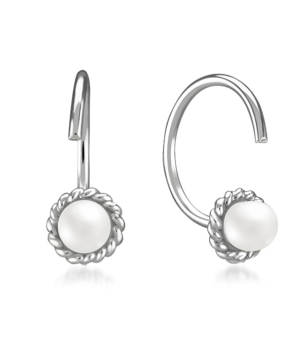 Topaz B.K.K. - 925 Sterling silver earring with synthetic pearl.(E-14154)