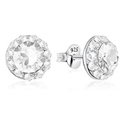 E-15136 - 925 sterling silver multi crystals stud.