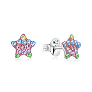 E-15531 - 925 sterling silver multi crystals stud.