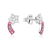 E-15617 - 925 sterling silver multi crystals stud.