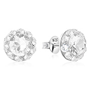 E-15910 - 925 sterling silver multi crystals stud.