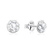 E-16063 - 925 sterling silver multi crystals stud.