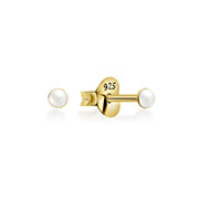 Gold plated sterling silver stud with synthetic pearl.