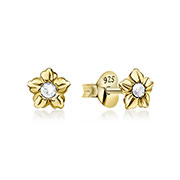 Gold plated sterling silver stud with crystal.