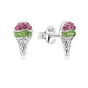 E-9092 - 925 sterling silver multi crystals stud.