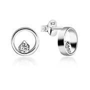 EZ-1119 - 925 Sterling silver stud with cubic zircon.