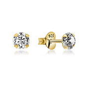 Gold plated sterling silver stud with cubic zirconia.