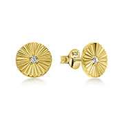 Gold plated sterling silver stud with cubic zirconia.