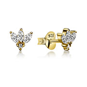 Gold plated sterling silver stud with cubic zirconia.