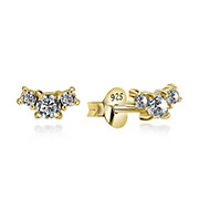 Gold plated sterling silver stud with cubic zirconia.