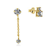EZ-5615 - Gold plated sterling silver stud with cubic zirconia.